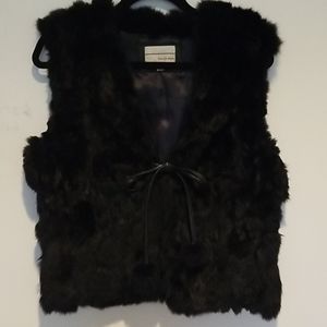 Genuine rabbit fur vest (M) black